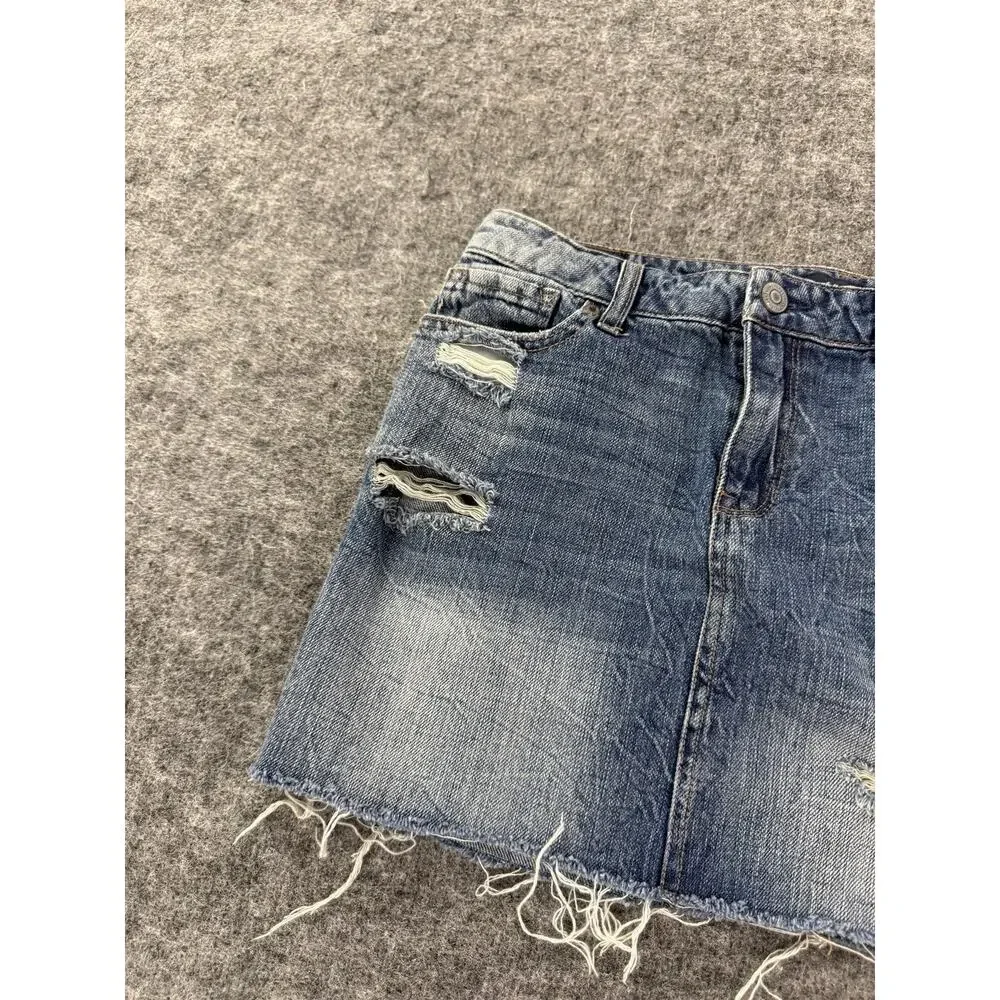Aeropostale Denim Skirt Womens 8 Blue Micro Mini Ripped Casual Summer N90